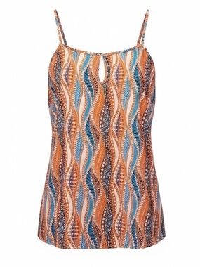 Emry Rose Tribal Print Tank Top Boho Spaghetti Strap Keyhole XL